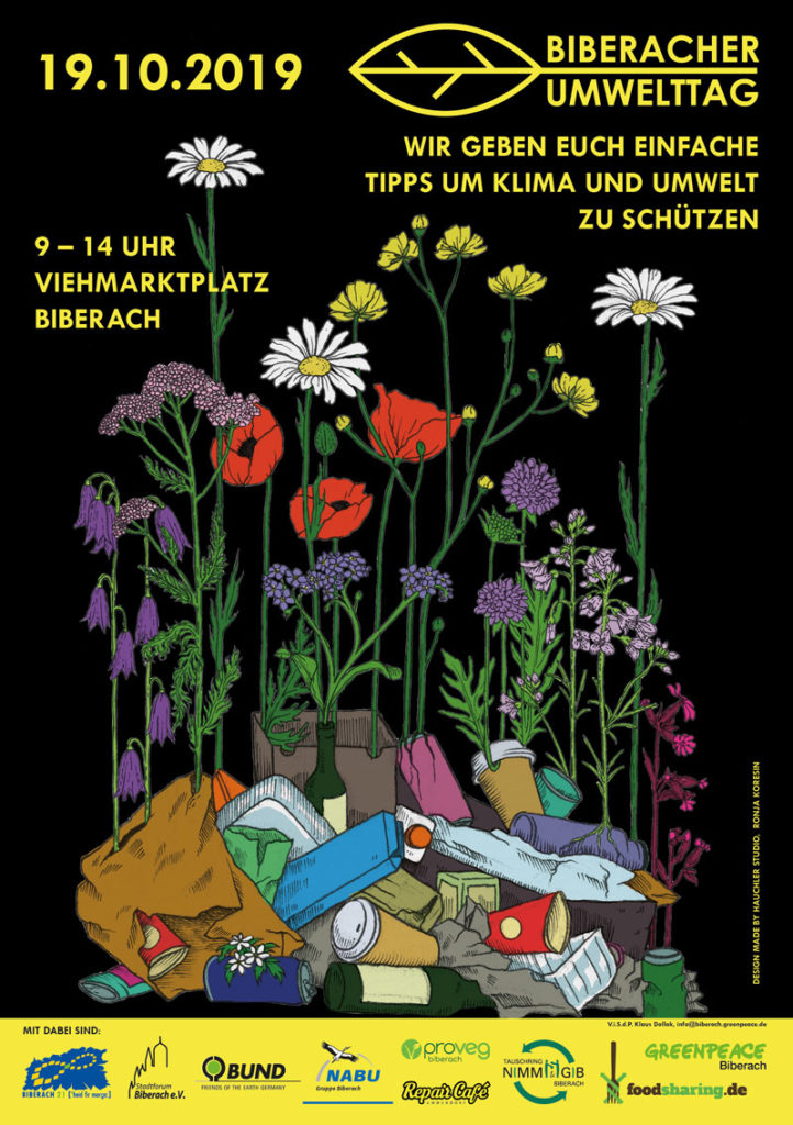 Am Biberacher Umwelttag stellen sich die Umweltverbände der Stadt Biberach vor und geben einfache und sofort umsetzbare Tipps zur Verbesserung oder Schonung unserer Umwelt.
Mit dabei sind unter anderem ProVeg Biberach, Greenpeace Biberach, BUND, Nabu, foodsharing, der Tauschring, das Repaircafe, FridaysForFuture.